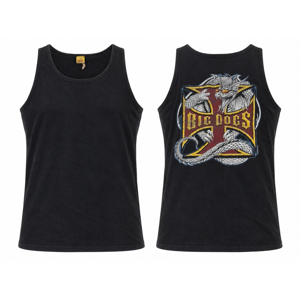 Vintage Y2K Big Dogs Tank Top XXL Dragon West Coast Chopper Style Emblem Black